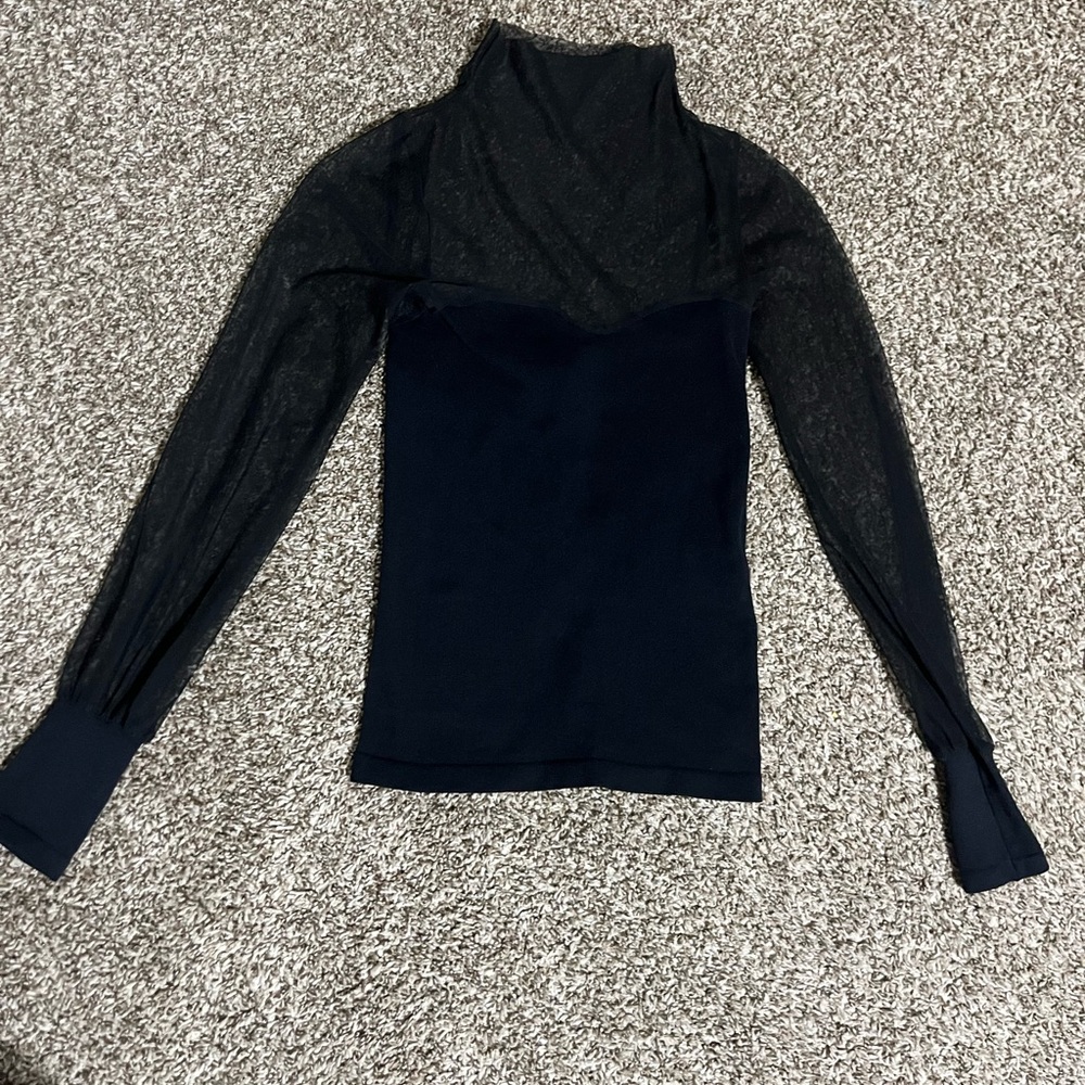 Free People Sheer Black Long Sleeve Top